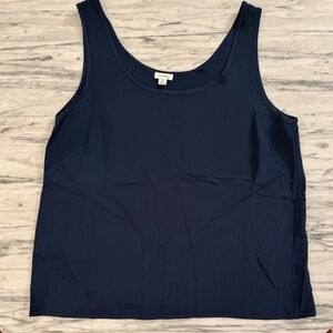 Cuyana Deep Blue Silk Tank Top